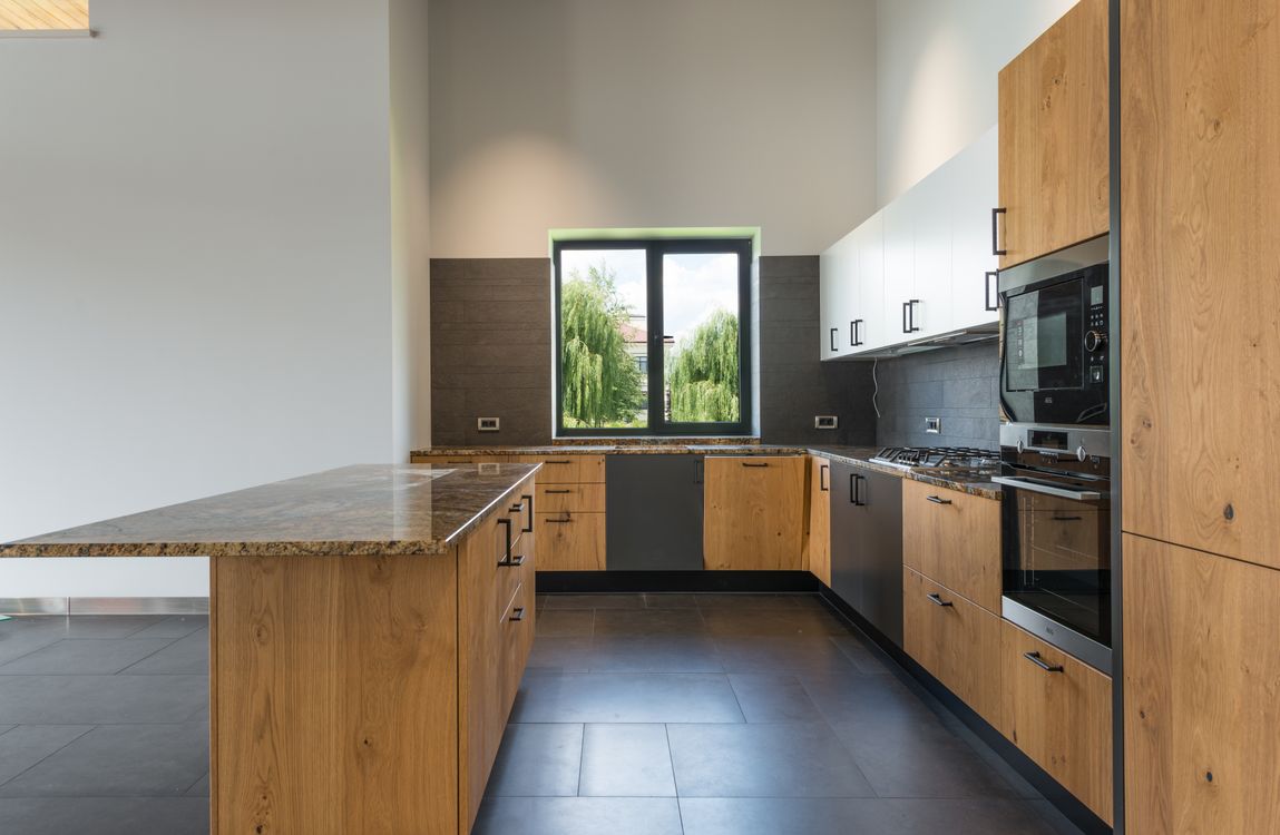 Sample residential interior with warm modern finishes